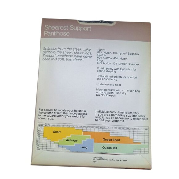 JCPenney Sheerest Support Pantihose Port Wine 19 Sandalfoot Average Nylon - Picture 2 of 8